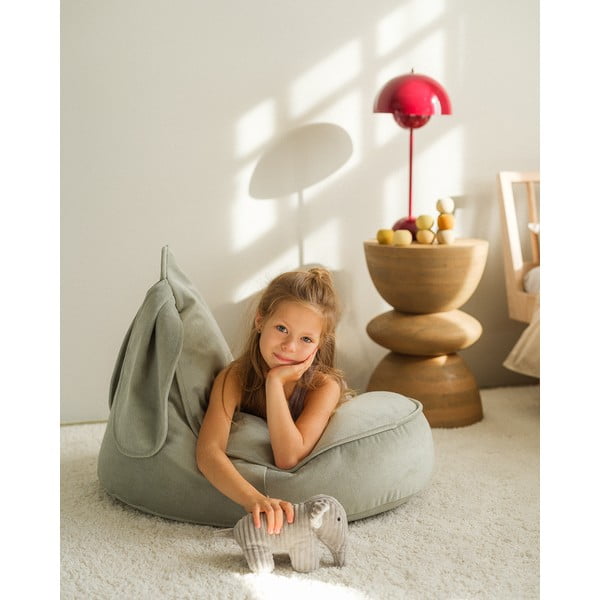 Mentazöld bársony gyerek babzsákfotel Bunny – Wigiwama-image-4