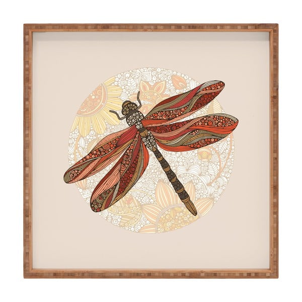 Dragonfly dekoratív fatálca, 40 x 40 cm