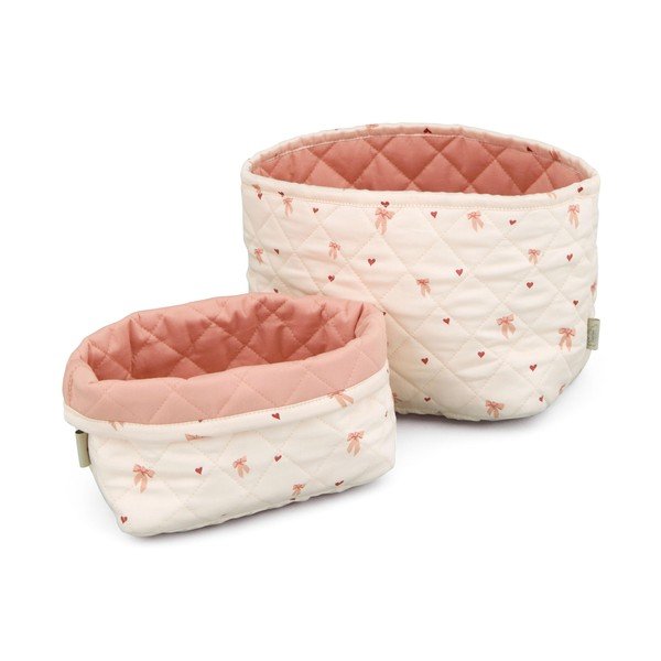 Rózsaszín-krémszínű textil játéktároló kosár szett 2 db-os ø 24x17 cm Bows – Cam Cam Copenhagen