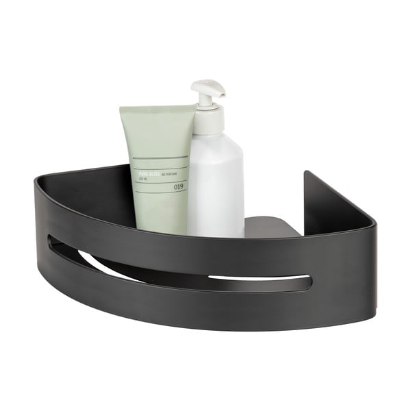 Matt fekete sarok öntapadós fém fürdőszobai polc Bivio – Wenko-image-2