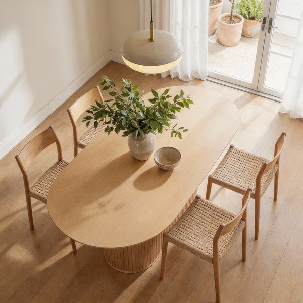 Étkezőasztal tölgyfa dekoros asztallappal 95x180 cm Nola – Unique Furniture-image-3