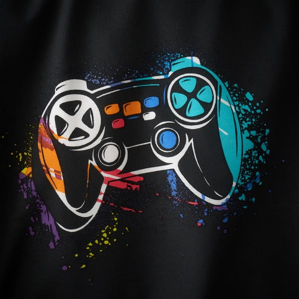 Fekete gumis egyszemélyes gyerek lepedő 90x190 cm Game Over – Catherine Lansfield-image-2