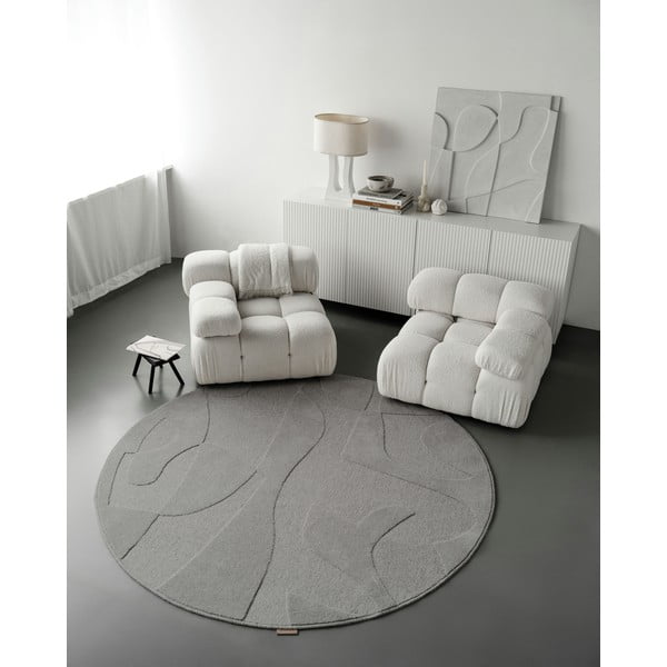 Szürke gyapjú kerek szőnyeg ø 133 cm Morphic Botanica – Agnella-image-2