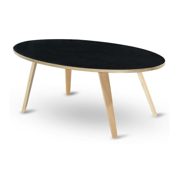Arvika dohányzóasztal fekete asztallappal, hossza 114 cm - Garageeight