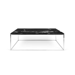 Gleam fekete dohányzóasztal márványlappal és krómozott lábakkal, 75 x 120 cm - TemaHome