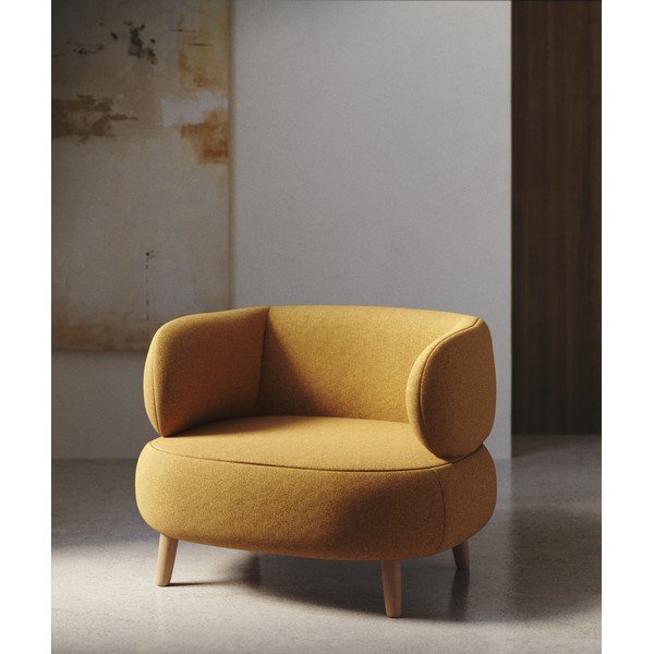 Mustársárga buklé fotel Luisa – Kave Home-image-1