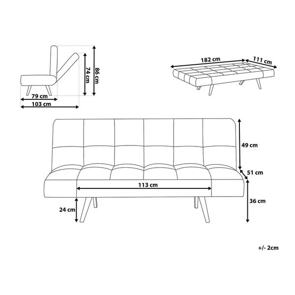 Nancy világos szürke kinyitható kanapé - Monobeli-image-2