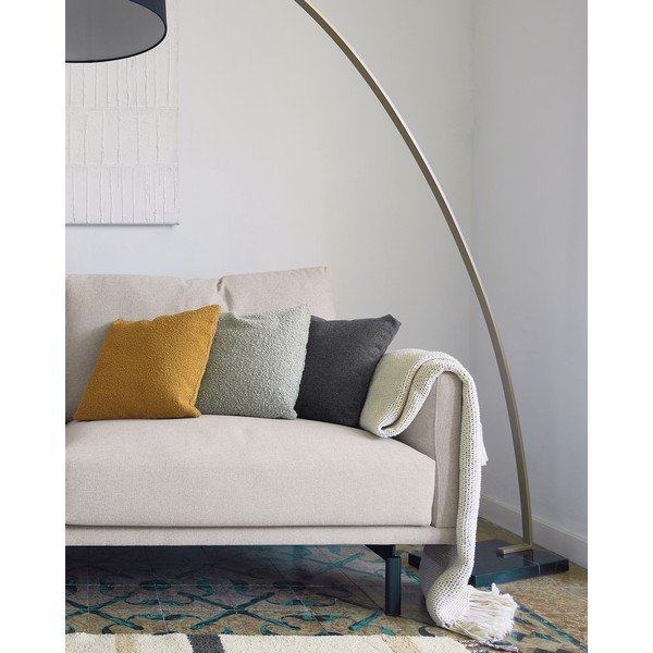 Fekete-aranyszínű állólámpa textil búrával (magasság 210 cm) Juhe – Kave Home-image-4