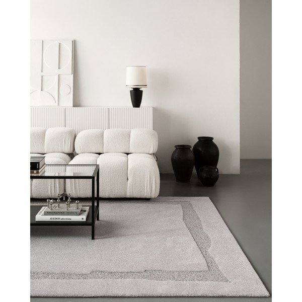 Világosszürke gyapjú szőnyeg 133x190 cm Morphic Rocca – Agnella-image-3