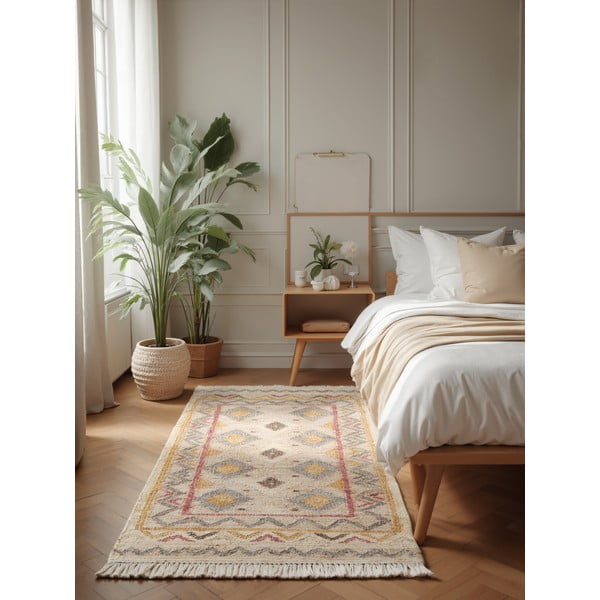 Krémszínű kézi szövésű juta futószőnyeg 80x200 cm Roya Imani – Elle Decoration-image-1