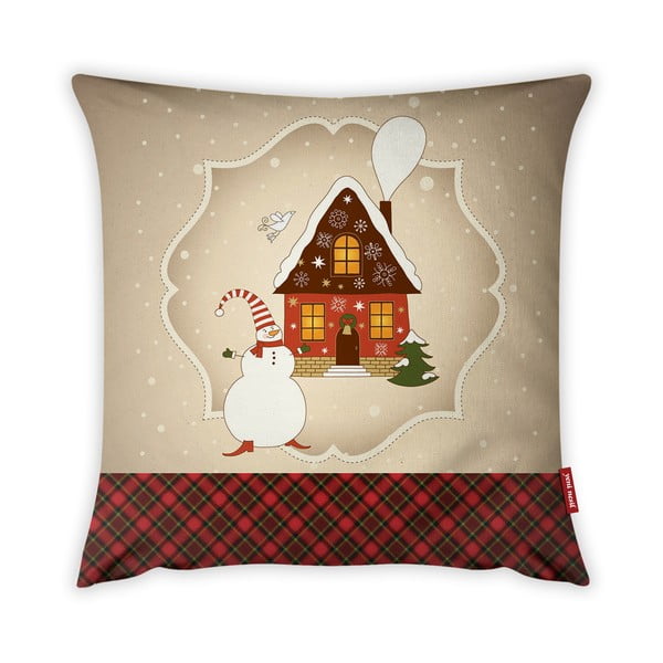 Christmas Period Snowman And House párnahuzat, 43 x 43 cm - Vitaus