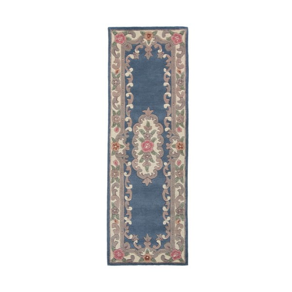 Aubusson kék gyapjú szőnyeg, 67 x 210 cm - Flair Rugs