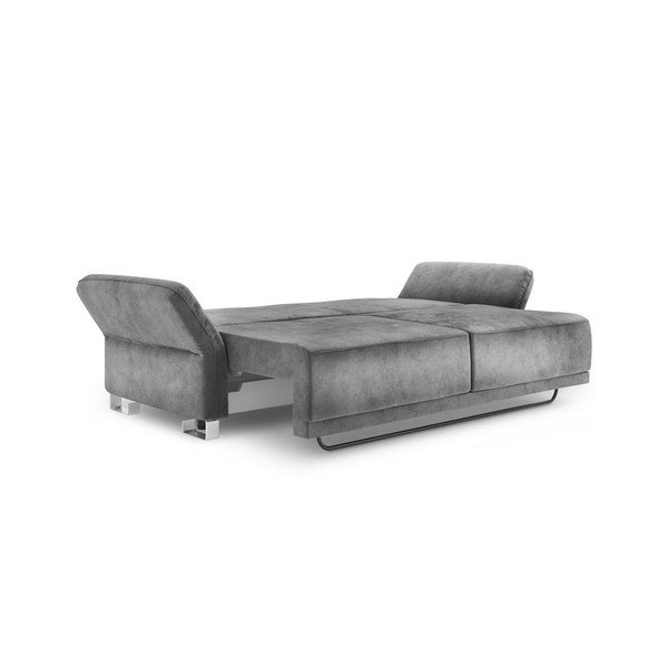 Pyxis szürke háromszemélyes kinyitható kanapé bársony kárpittal - Windsor & Co Sofas-image-3