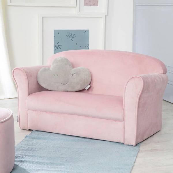 Világos rózsaszín bársony gyerek kanapé 78 cm Lil Sofa – Roba-image-1