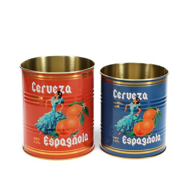 Dekoratív ón tárolódoboz szett 2 db-os ø 11x13 cm Cerveza Española – Rex London