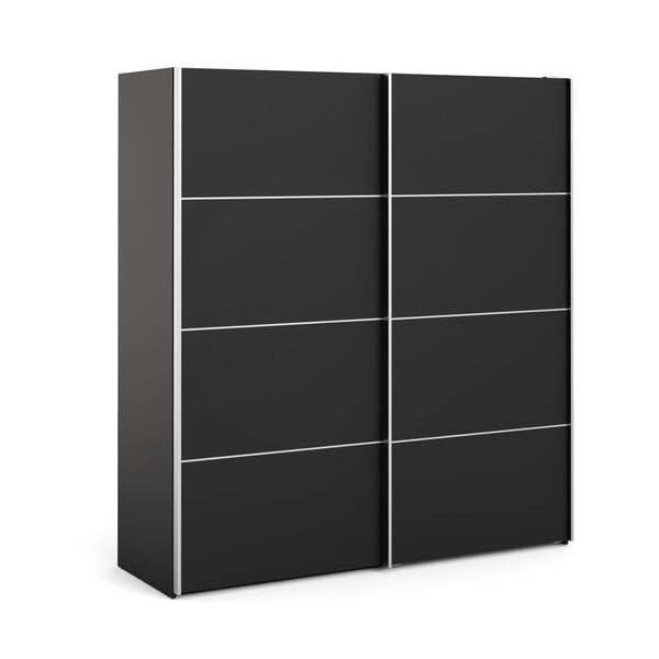Verona fekete ruhásszekrény tolóajtókkal, 182 x 202 cm - Tvilum-image-2