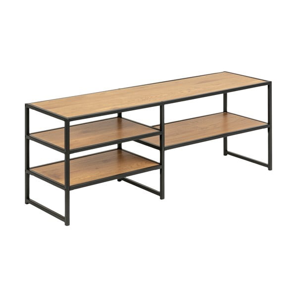 Fekete-natúr színű TV-állvány tölgyfa dekorral 120x46 cm Seaford – Actona-image-3