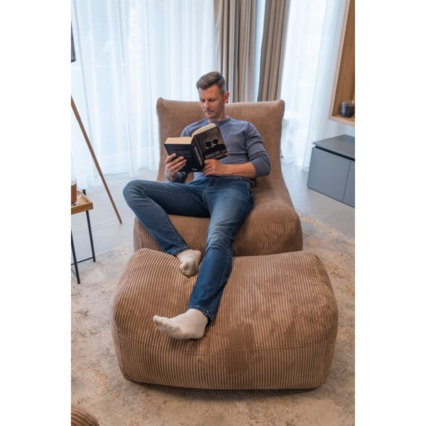 Krémszínű kordbársony babzsákfotel Plus 100 Lounge – SLOWDOWN-image-1