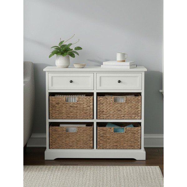 Elefántcsont színű paulownia komód 76x70x33 cm Vermont – Premier Housewares-image-2