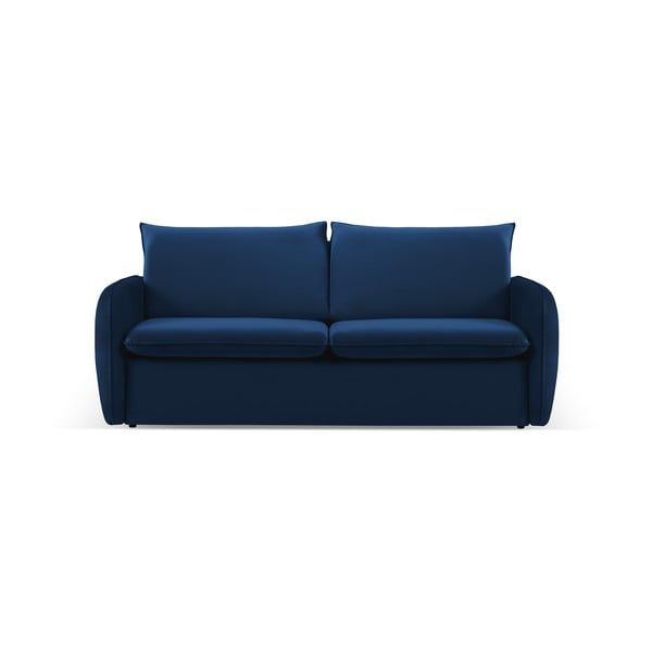 Sötétkék bársony kinyitható kanapé 214 cm Vienna – Cosmopolitan Design