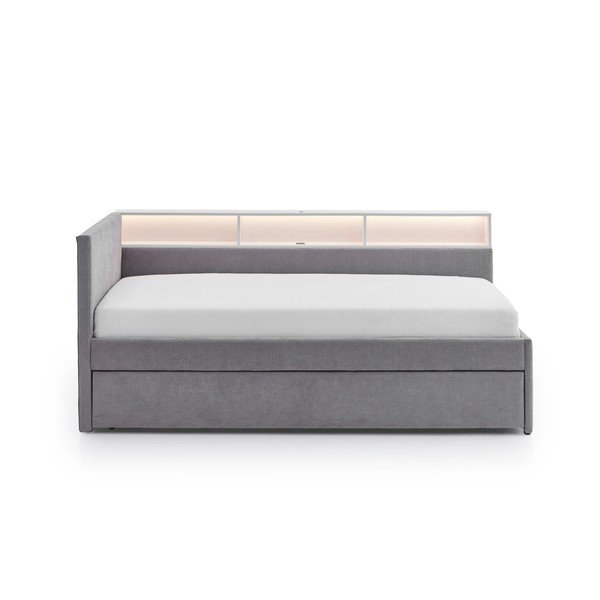 Szürke ágyneműtartós sarok gyerekágy ágyrács nélkül 90x200 cm Uno – Meise Möbel