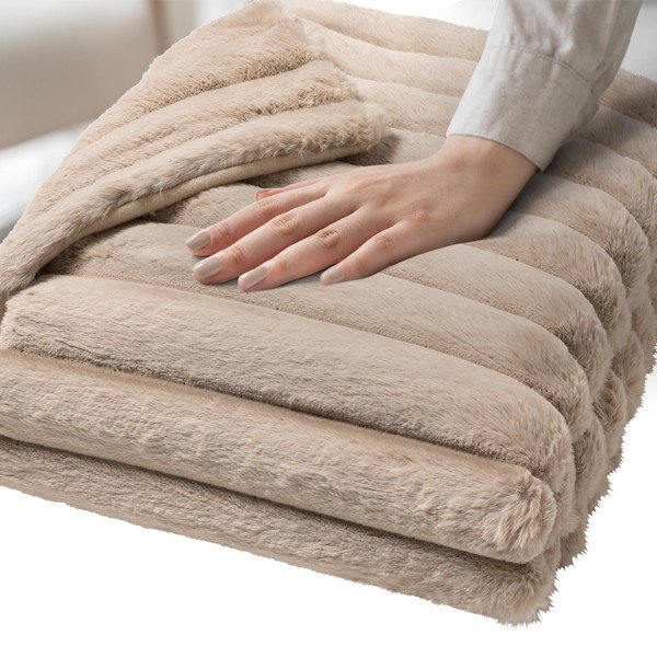 Bézs mikroplüss takaró 220x240 cm Boudoir – douceur d'intérieur-image-4