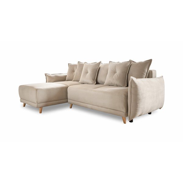 Bézs kordbársony kinyitható sarokkanapé (variálható) Lazy Lukka – Miuform