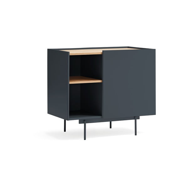 Antracitszürke-natúr színű alacsony komód tölgyfa dekorral 90x78 cm Otto – Teulat-image-1