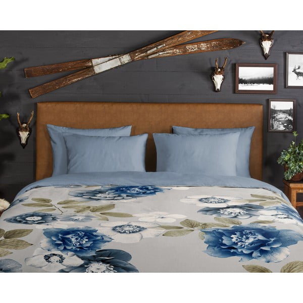 Kék-szürke egyszemélyes flanel ágyneműhuzat 140x200 cm Gabin – Good Morning-image-2