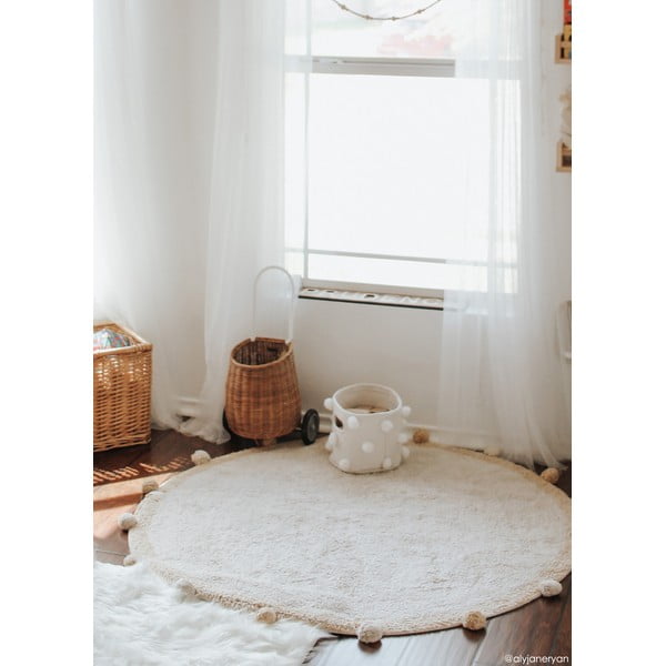 Bézs mosható kézi szövésű pamut gyerek szőnyeg ø120 cm Bubbly Honey – Lorena Canals-image-1