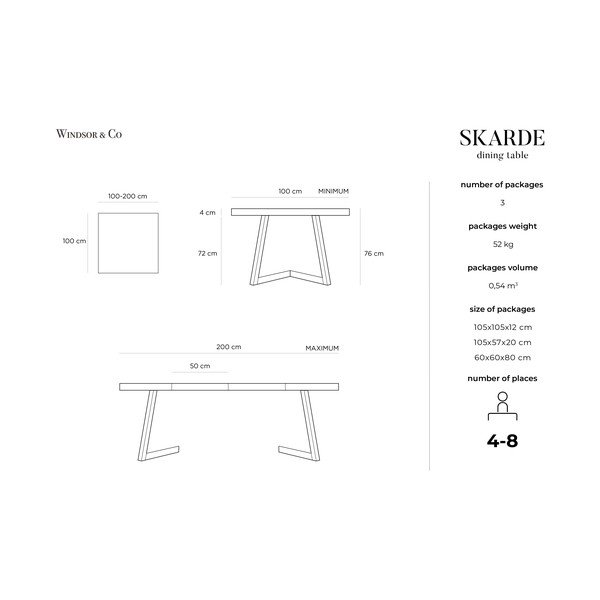 Skarde tömör tölgyfa bővíthető étkezőasztal, ø 100 cm - Windsor & Co Sofas-image-4