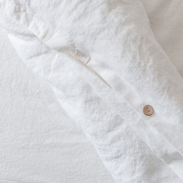 Fehér kétszemélyes hosszabbított lenkeverék ágyneműhuzat 240x220 cm – Linen Tales-image-3