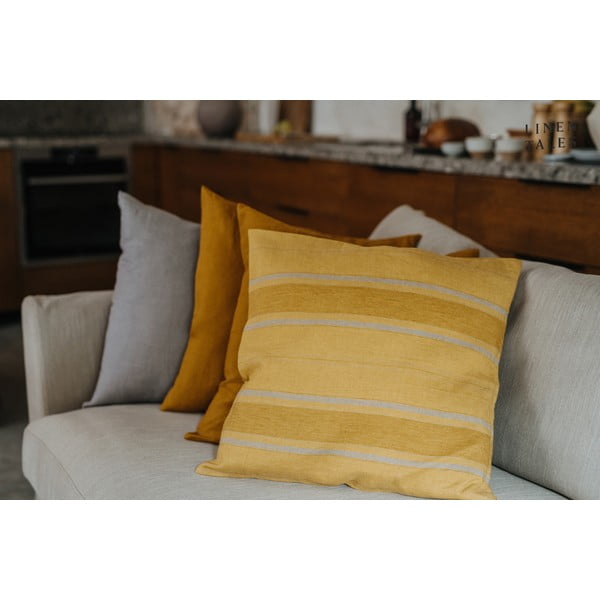 Len párnahuzat 40x40 cm Amber Bronze Stripes – Linen Tales-image-4