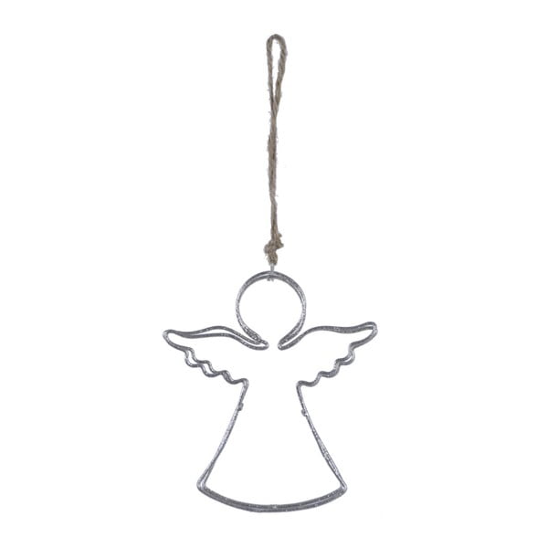 Natur ezüst színű felfüggeszthető dekorációs angyal - Ego Dekor