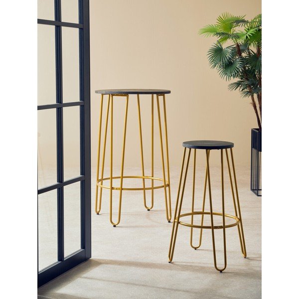 Aranyszínű-natúr színű szilfa bárszék (ülésmagasság 75 cm) District – Premier Housewares-image-1