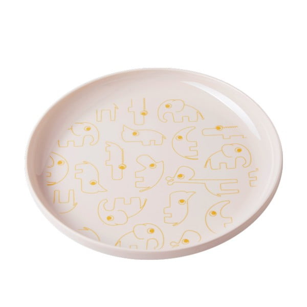 Yummy világos-rózsaszín tányér sárga részletekkel, Ø 20,5 cm - Done by Deer