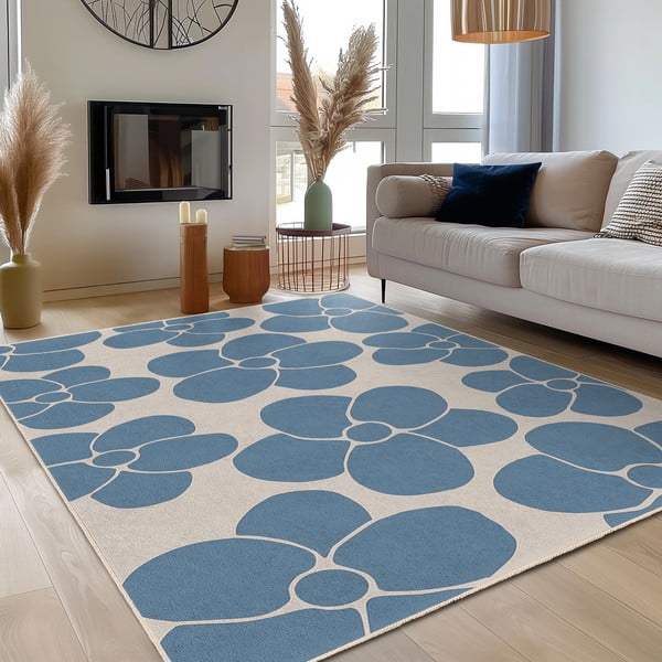 Kék mosható futószőnyeg 80x200 cm Blue Meadow – Mila Home-image-3