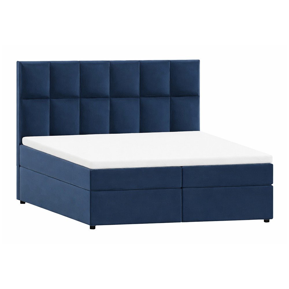 Sötétkék ágyneműtartós boxspring ágy 140x200 cm Flip  Ropez