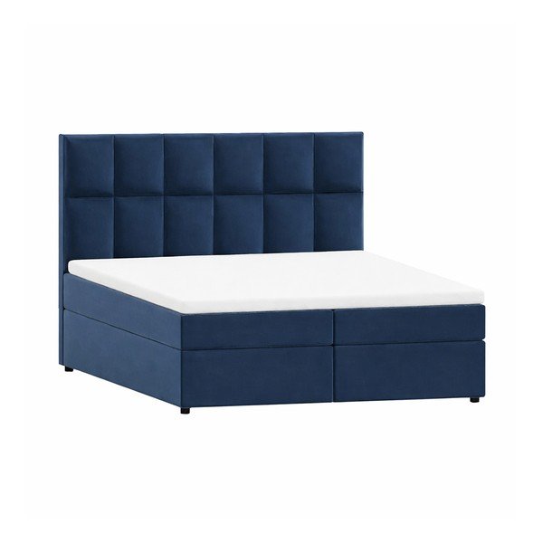 Sötétkék ágyneműtartós boxspring ágy 180x200 cm Flip – Ropez