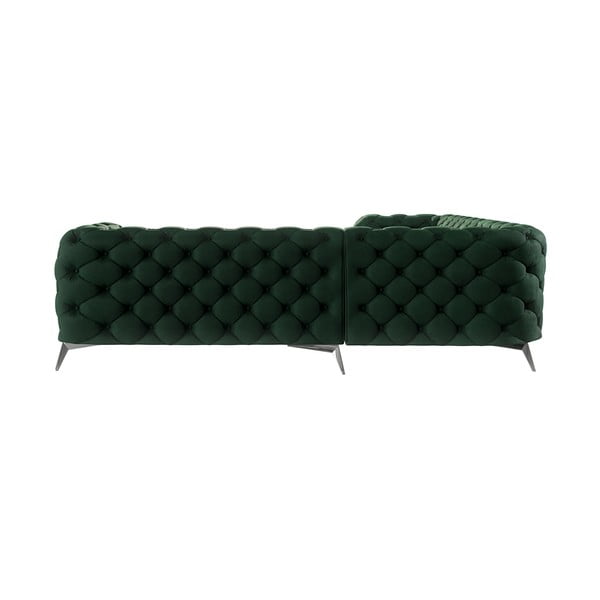 Sötétzöld bársony sarokkanapé Chelsea – Ropez-image-2