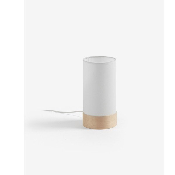 Fehér-natúr színű bükkfa asztali lámpa textil búrával (magasság 26 cm) Slat – Kave Home-image-3