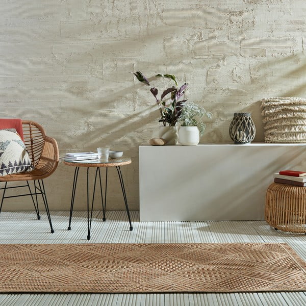 Natúr színű kültéri futószőnyeg 80x230 cm Nora Diamond – Flair Rugs-image-1