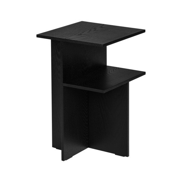 Fekete éjjeliszekrény tölgyfa dekorral Atik – noo.ma-image-2