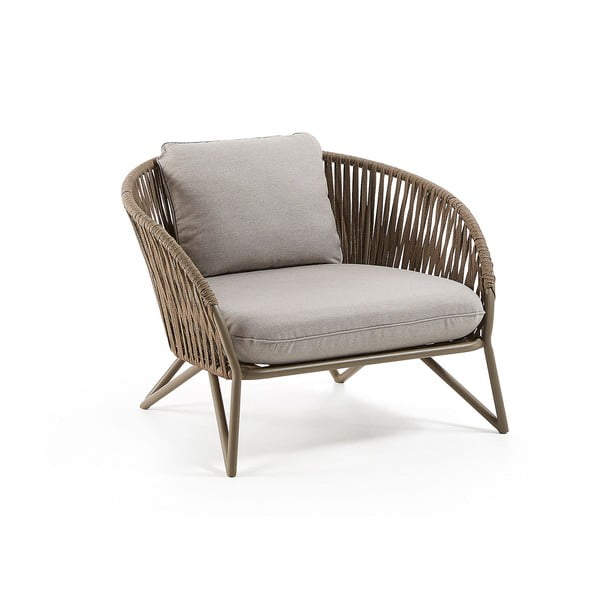 Világosszürke-barna fém kerti fotel Branzie – Kave Home