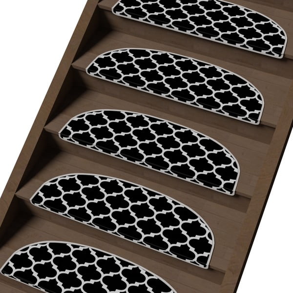 Fekete-fehér lépcsőszőnyeg szett 16 db-os 20x65 cm Madalyon – Vitaus-image-1
