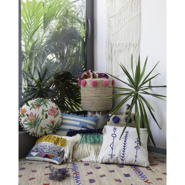 Mixtas lenvászon párna,  ø 45 cm - Madre Selva-image-1