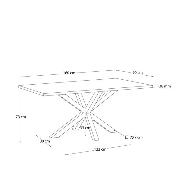 Étkezőasztal tölgyfa dekoros asztallappal 90x160 cm Argo – Kave Home-image-2