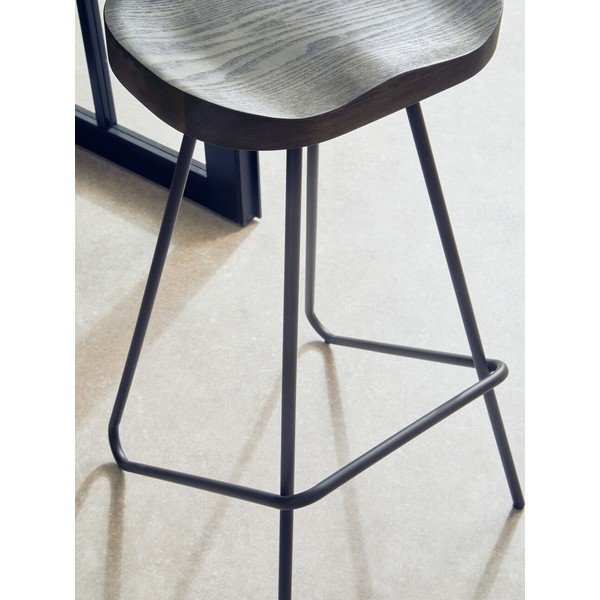 Fekete-natúr színű szilfa bárszék (ülésmagasság 78 cm) District – Premier Housewares-image-3
