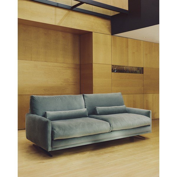 Zöld bársony kanapé 240 cm Veliro – Kave Home-image-1
