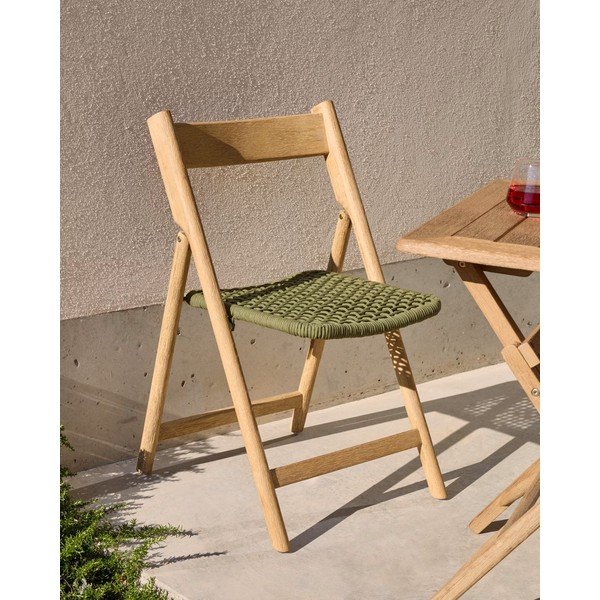 Zöld-natúr színű tömörfa kerti szék Dandara – Kave Home-image-1